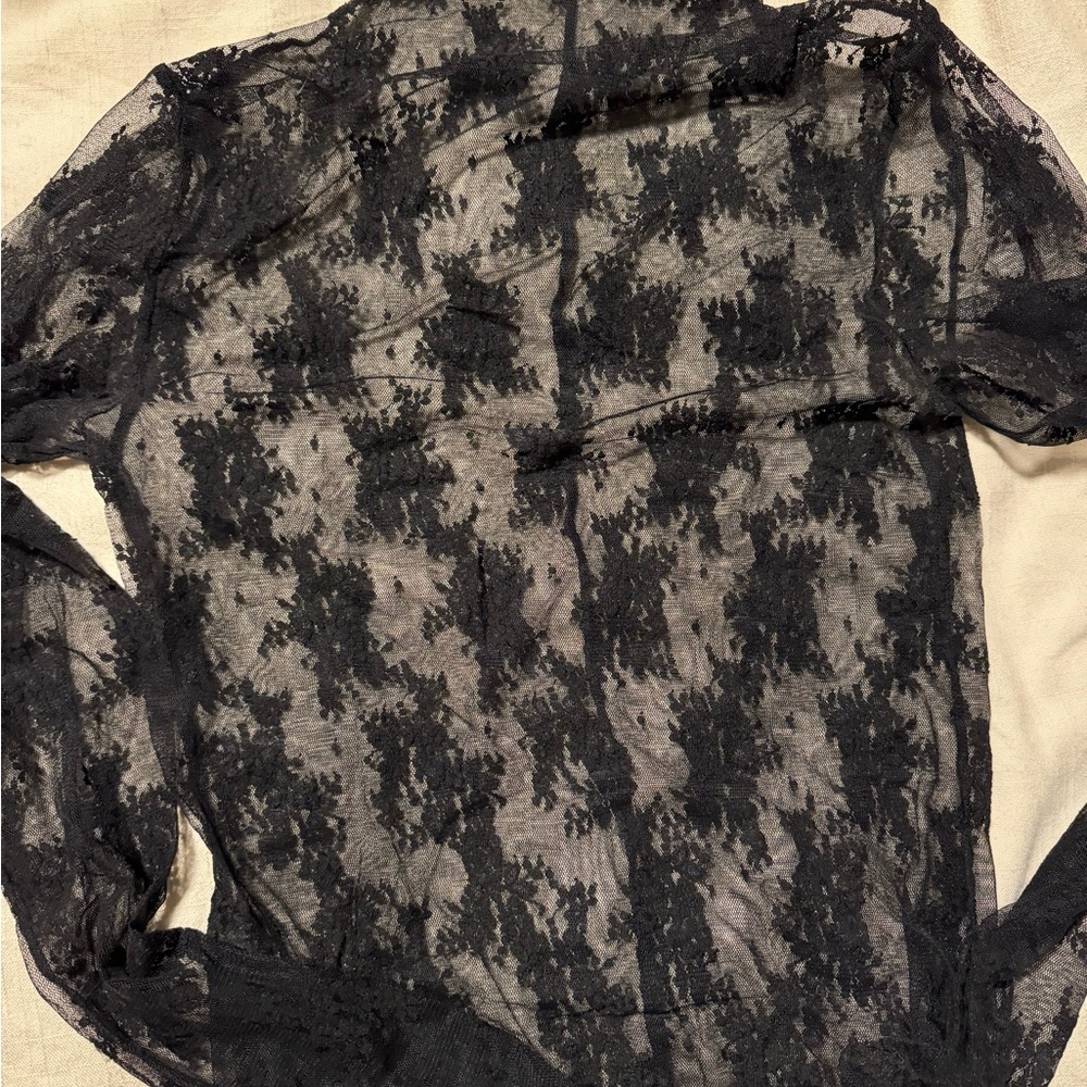 Free People Black Lace Long Sleeve Top